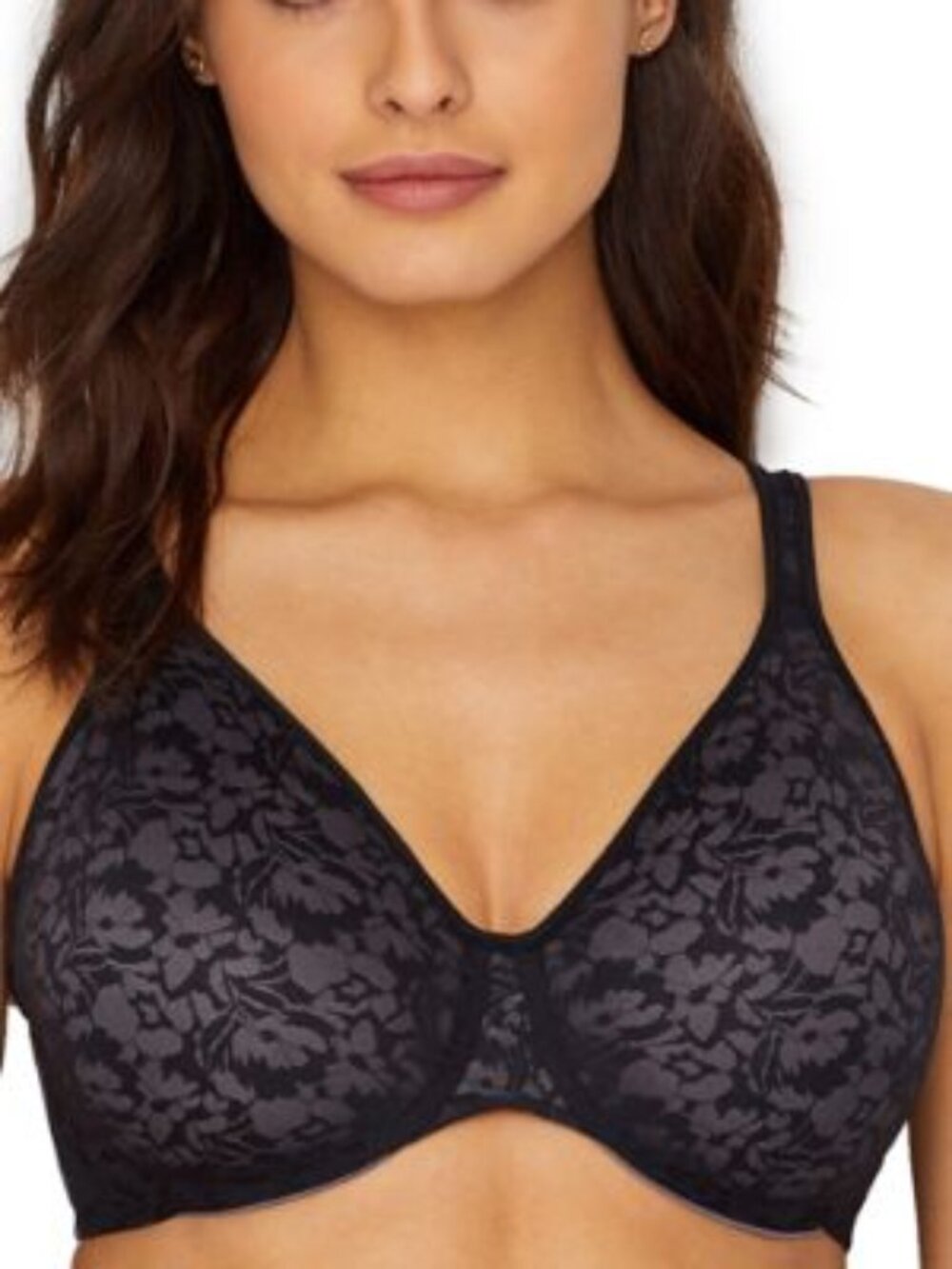 NWT Bali Women's Back Smoothing Underwire Bra Black/Excalibur Lace 36B